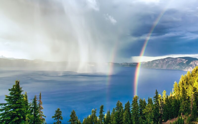 Rainbow over Crater Lake — Blue