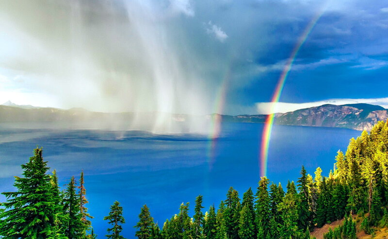 Rainbow over Crater Lake