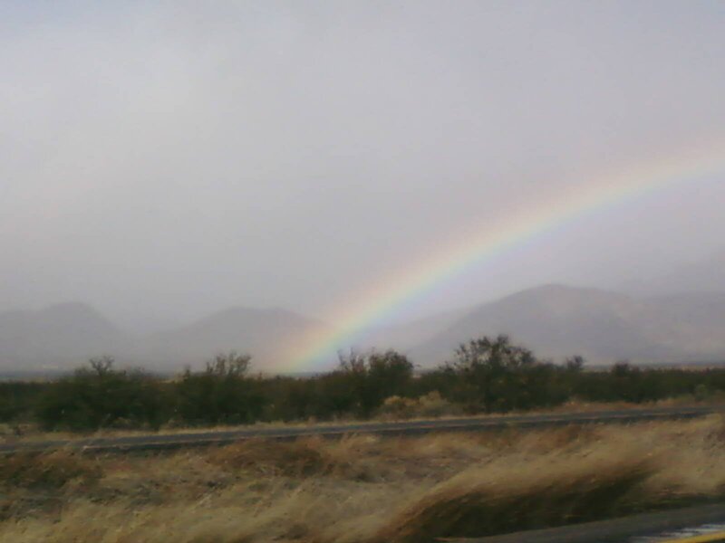 Rainbow over Desert — Gray, Overcast