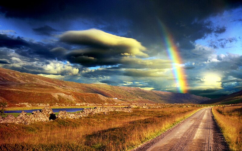 Rainbow over Dirt Road — Blue