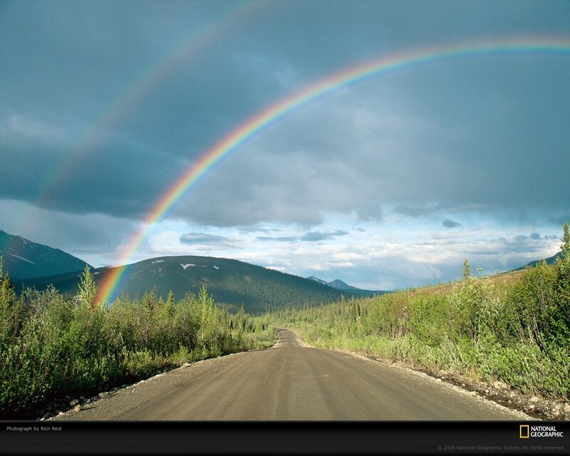 Rainbow over Dirt Road — Green