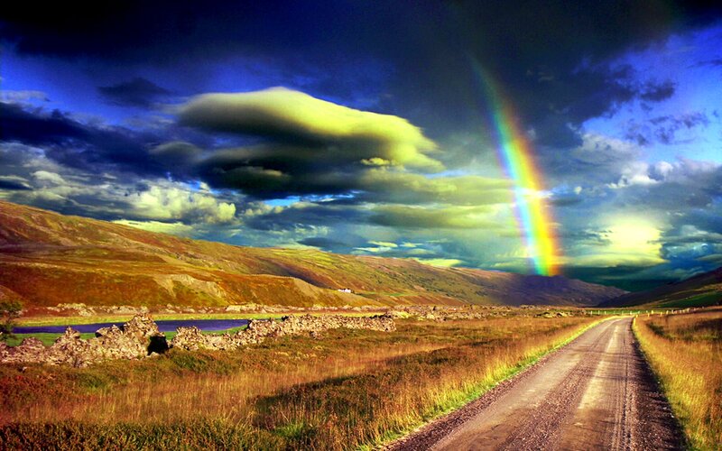 Rainbow over Dirt Road