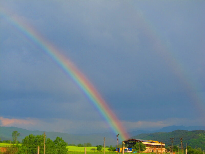 Rainbow over Field — Blue