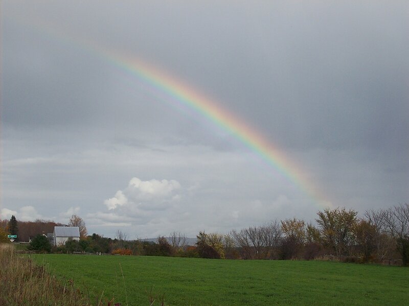 Rainbow over Field — Green, Calm