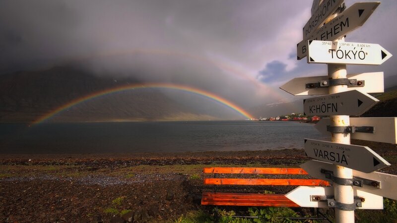Rainbow over Fjord — Gray