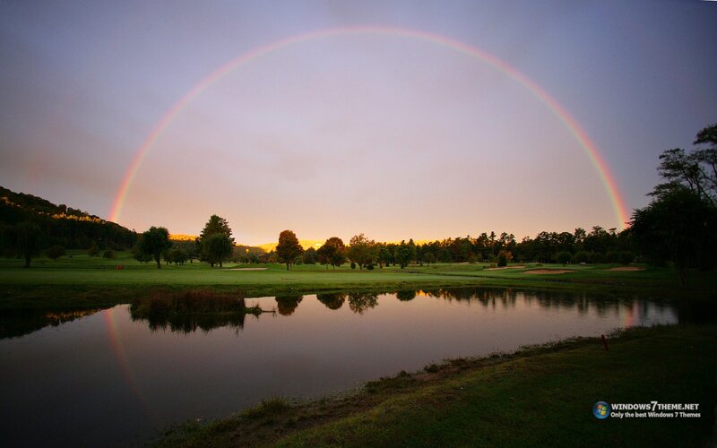 Rainbow over Golf Course — Purple, Serene