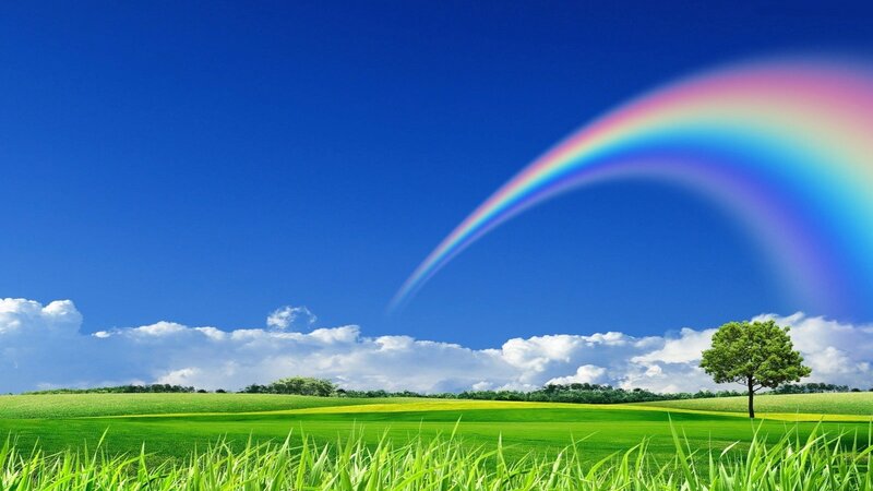 Rainbow over Green Field — Blue
