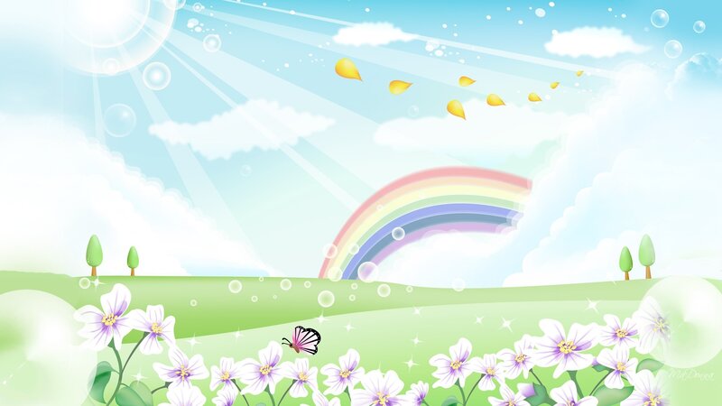 Rainbow over Green Field — Serene