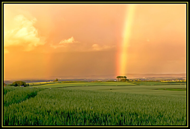 Rainbow over Green Fields — Serene