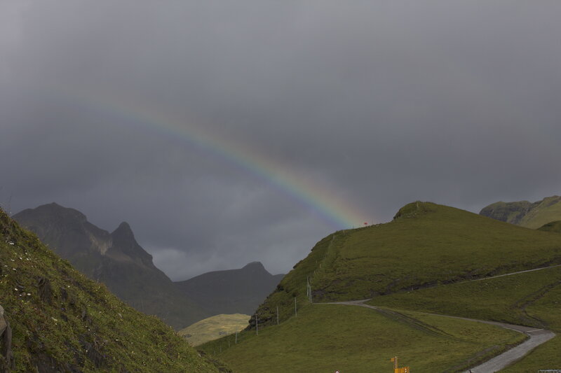 Rainbow over Green Hills — Dramatic, Photograph