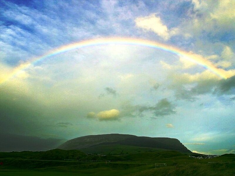 Rainbow over Green Hills — Serene, Afternoon