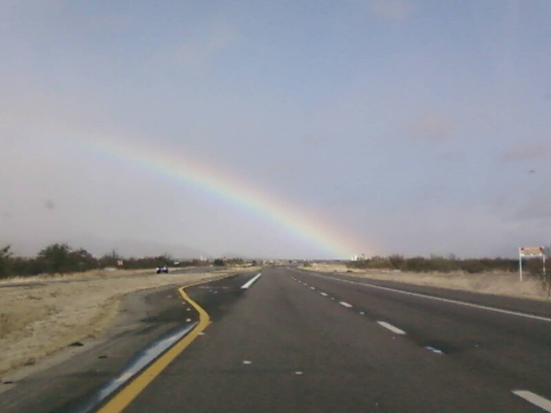 Rainbow over Highway — Gray, Calm