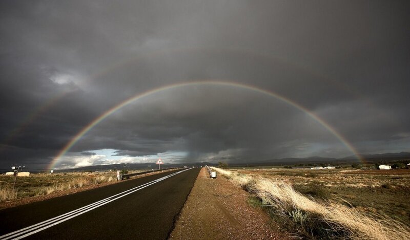 Rainbow over Highway — Gray