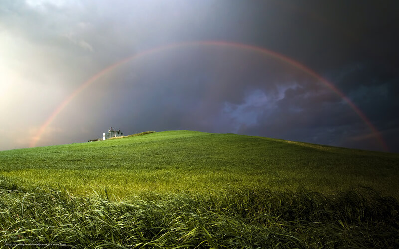 Rainbow over Hill with House