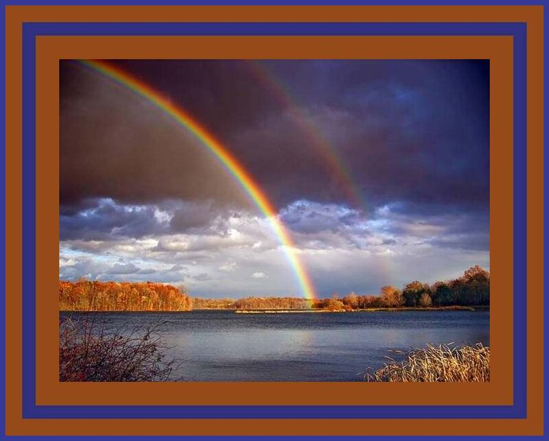 Rainbow over Lake — Blue, Dramatic, Afternoon