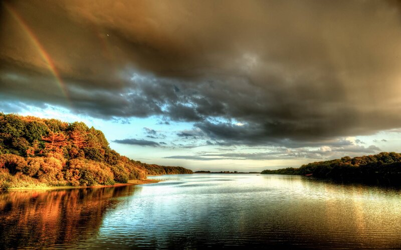 Rainbow over Lake — Blue, Dramatic, Sunset, Photograph