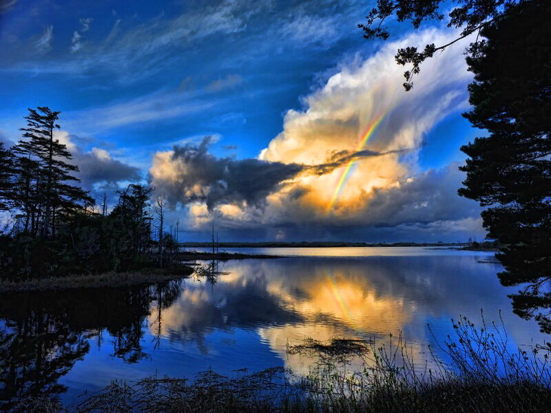 Rainbow over Lake — Blue, Dramatic