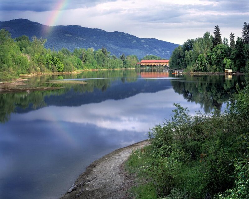 Rainbow over Lake — Blue, Serene