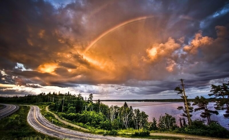 Rainbow over Lake — Dramatic