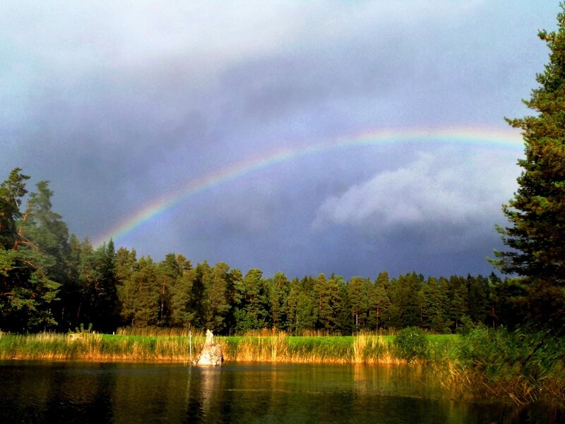 Rainbow over Lake — Green, Dramatic, Afternoon