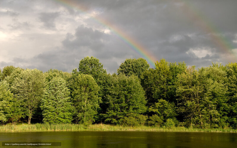 Rainbow over Lake — Green, Dramatic