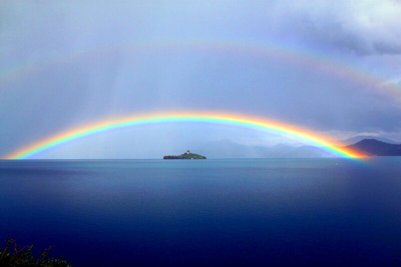 Rainbow over Lake Island