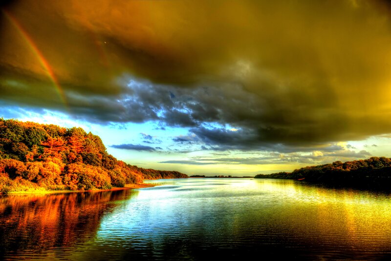 Rainbow over Lake — Yellow