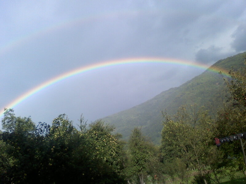 Rainbow over Mountain — Green, Serene
