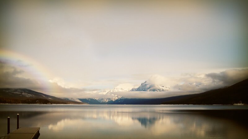 Rainbow over Mountain Lake — Gray