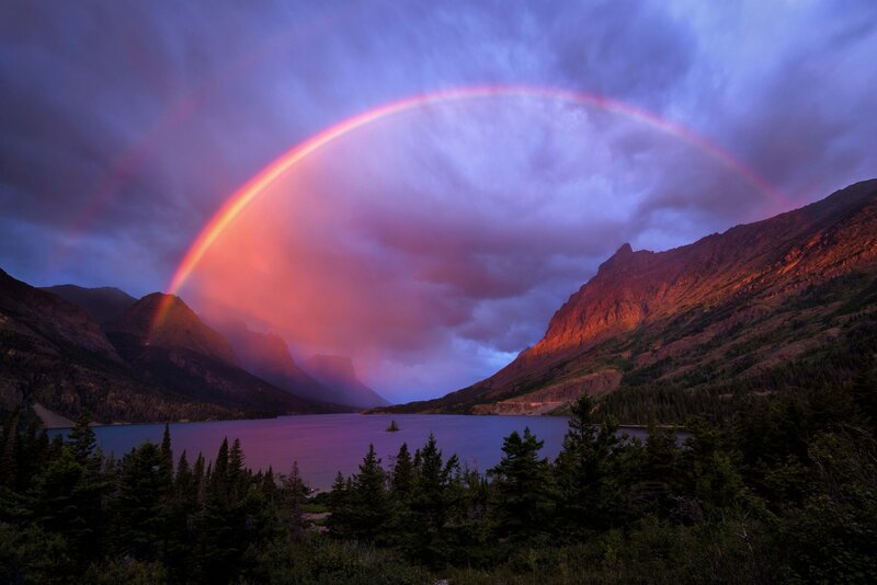 Rainbow over Mountain Lake — Purple