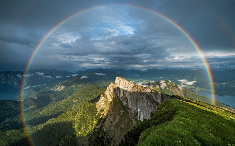 Rainbow over Mountain Peak — Green