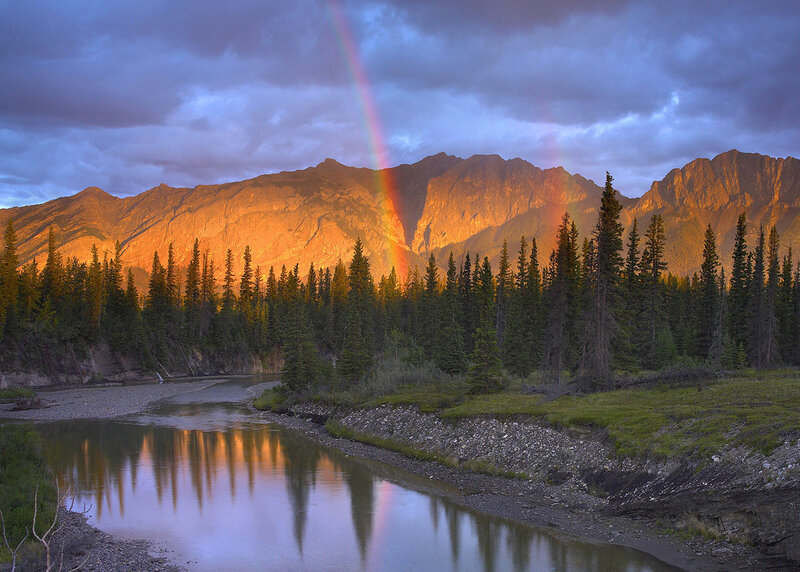 Rainbow over Mountain River — Blue, Dramatic