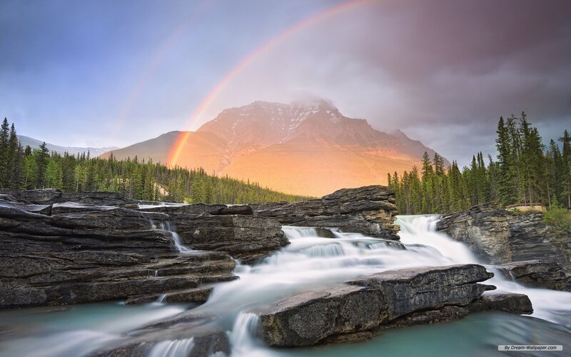 Rainbow over Mountain River — Blue