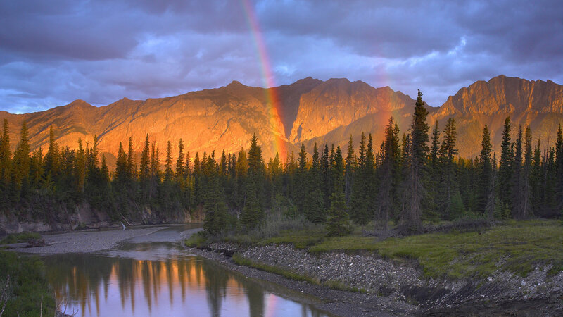 Rainbow over Mountain River — Orange