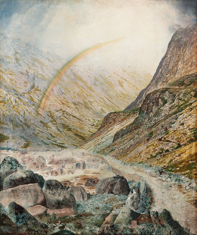 Rainbow over Mountain Valley — Gray, Dramatic