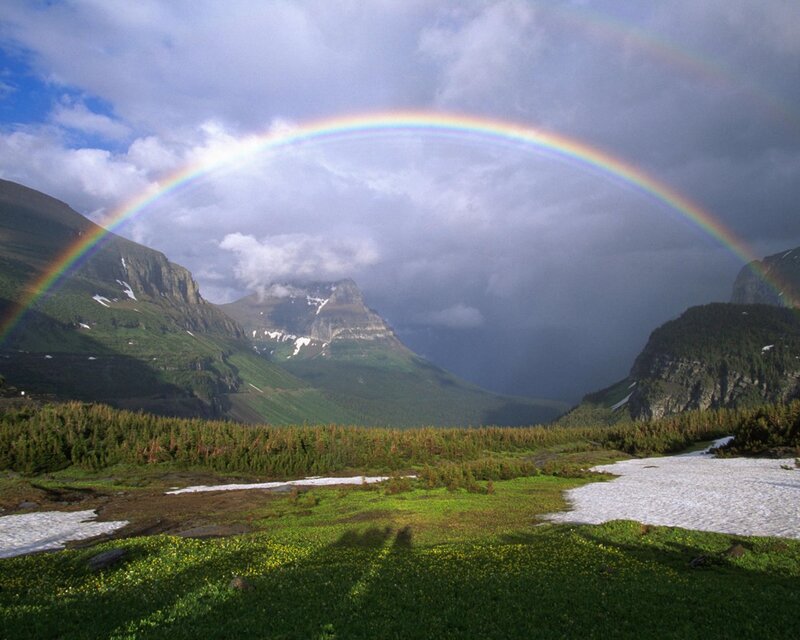Rainbow over Mountain Valley — Green, Dramatic, Afternoon, Photograph, Mountains
