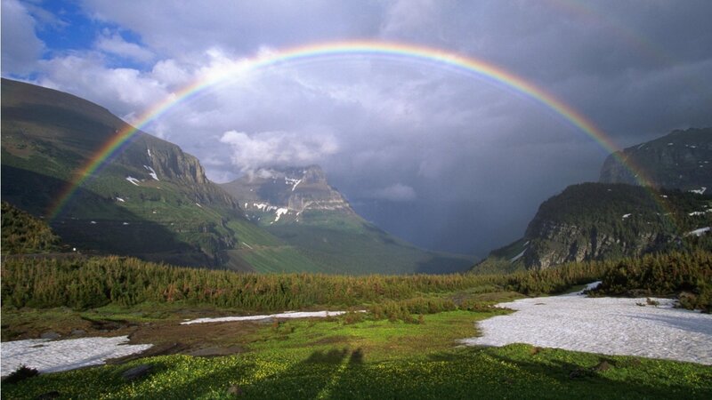 Rainbow over Mountain Valley — Green, Dramatic, Afternoon