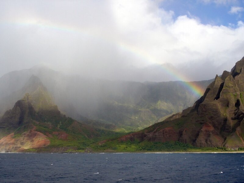 Rainbow over Mountains — Blue, Dramatic, Photograph