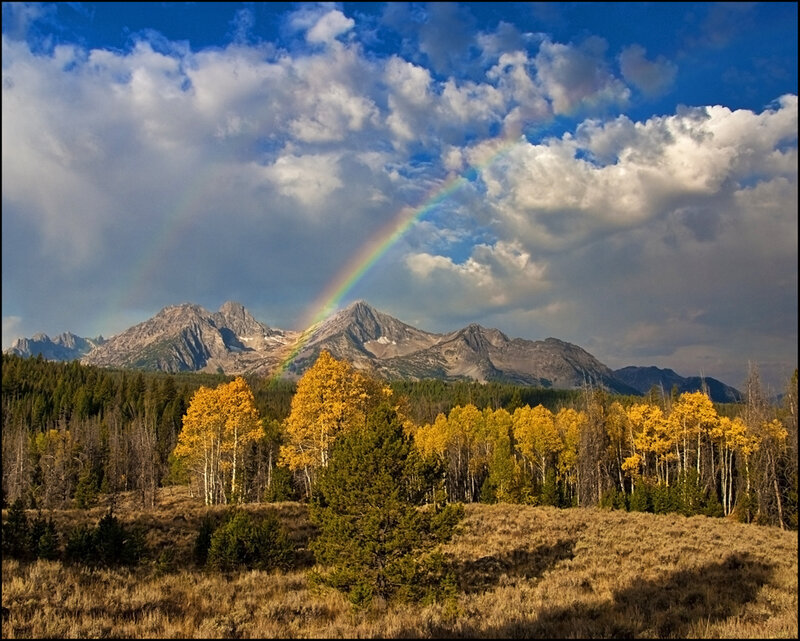 Rainbow over Mountains — Blue, Dramatic