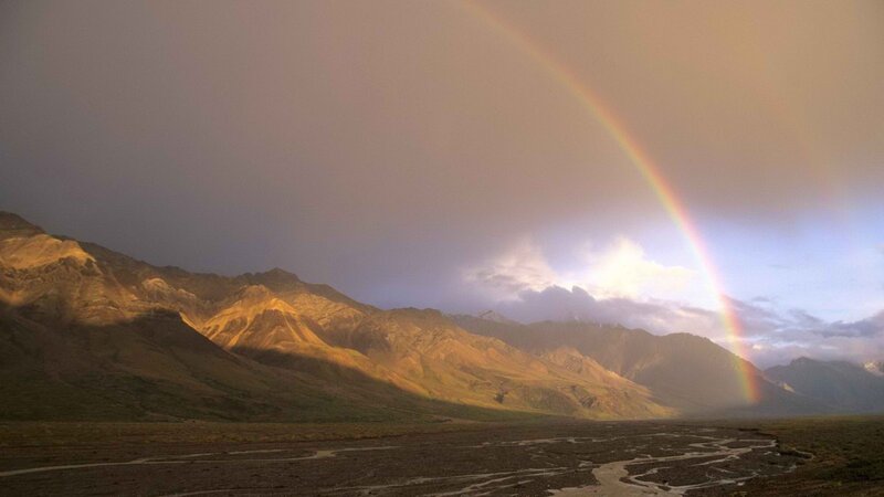 Rainbow over Mountains — Brown