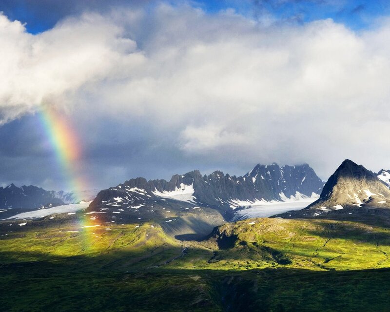 Rainbow over Mountains — Green, Dramatic, Afternoon