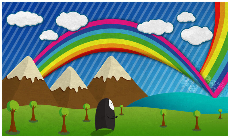 rainbow over mountains
