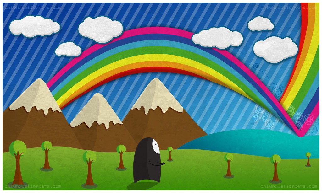rainbow over mountains