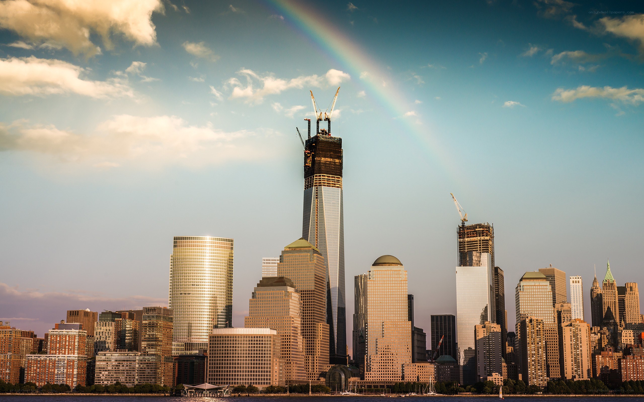 Rainbow over New York City skyline