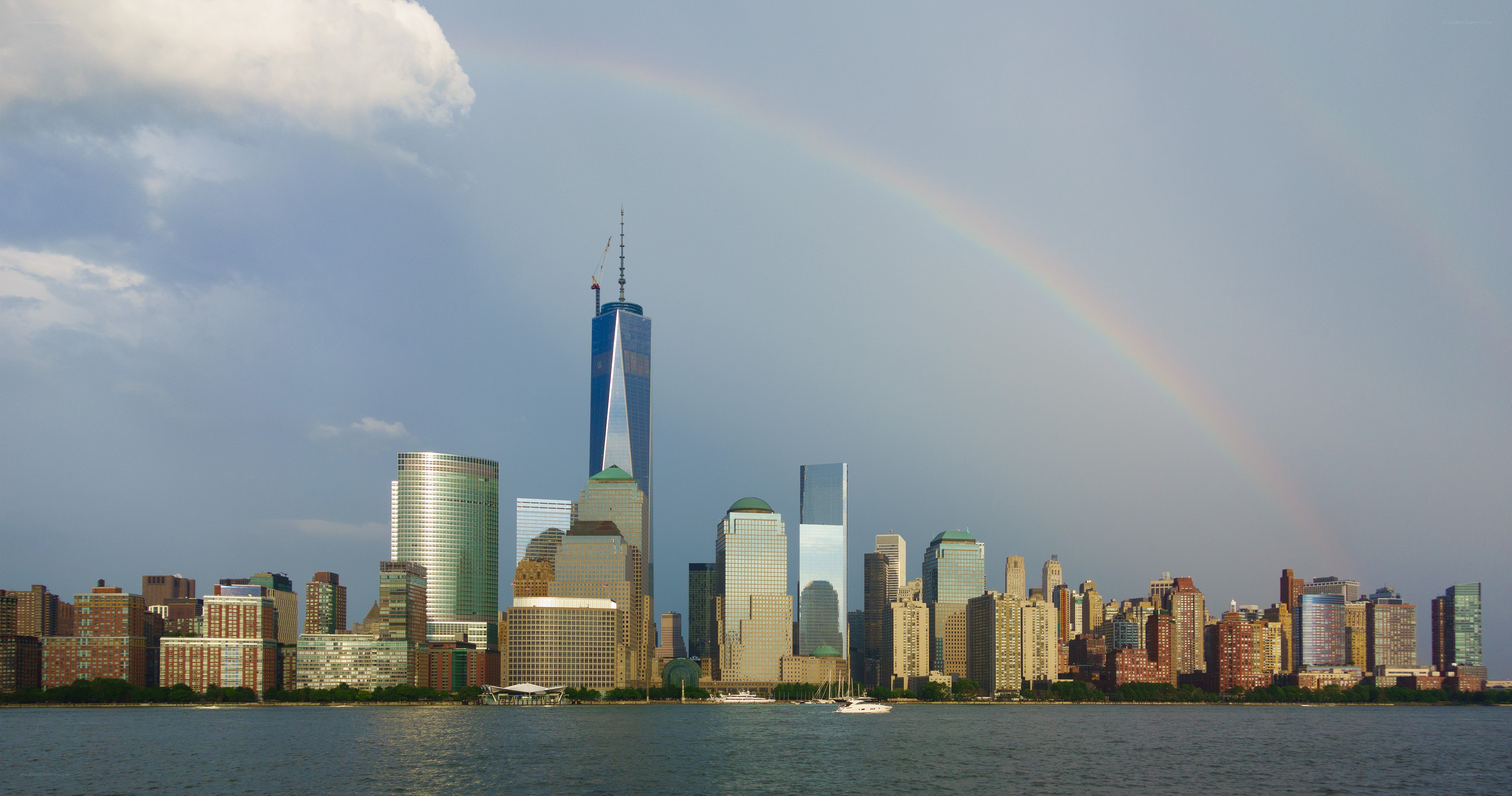 Rainbow over NYC skyline