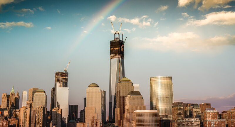 Rainbow over NYC skyline