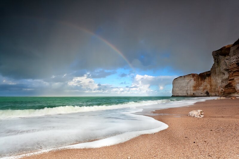 Rainbow over Ocean Beach — Blue, Dramatic