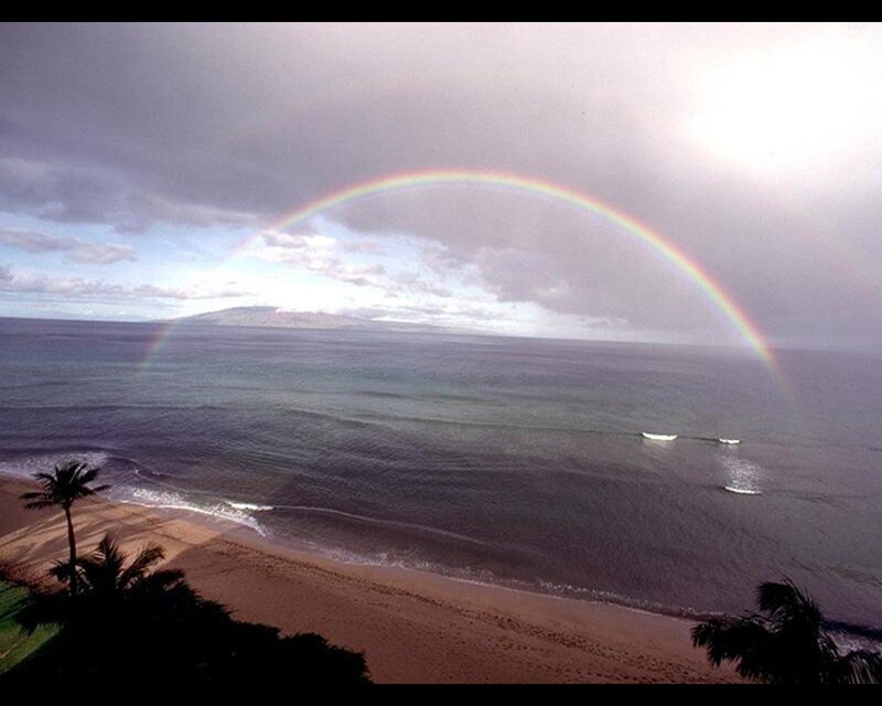 Rainbow over Ocean — Blue, Serene, Afternoon