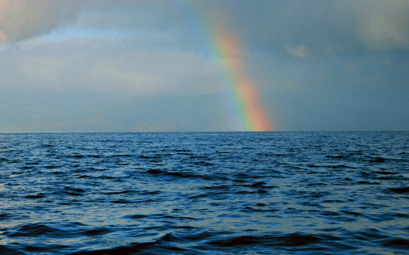 Rainbow over Ocean — Blue, Serene, Photograph