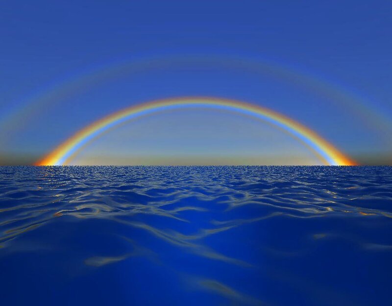 Rainbow over Ocean — Blue, Serene